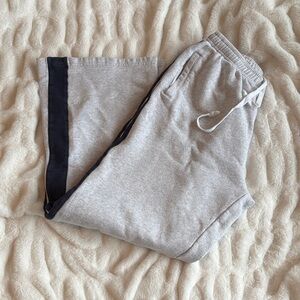 Gray Jogger Pants with Black Stripe